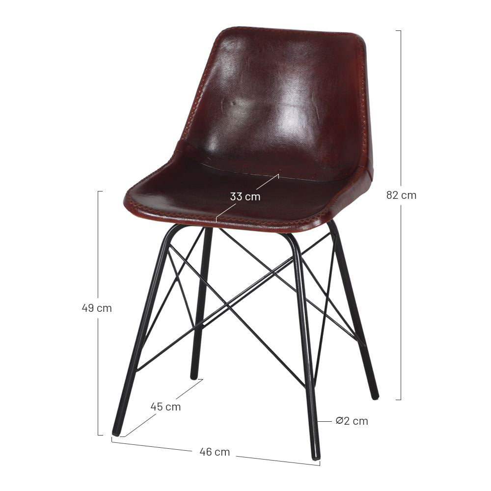 Set de 2 sillas de piel marrón oscuro Luara