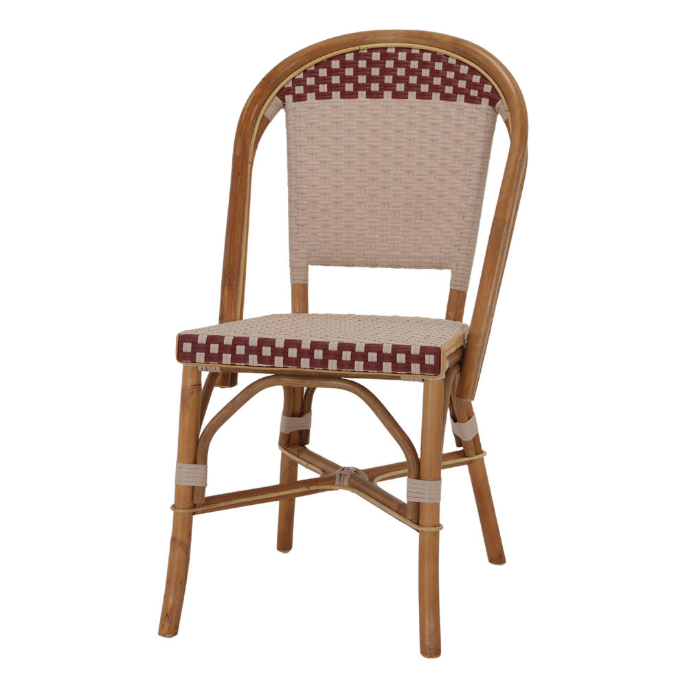 Set de 2 sillas de ratán burdeos y beige Rosaura