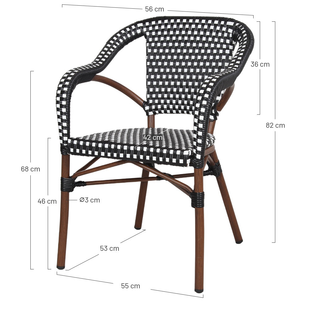 Set de 2 sillas de ratán sintético con brazos Polux
