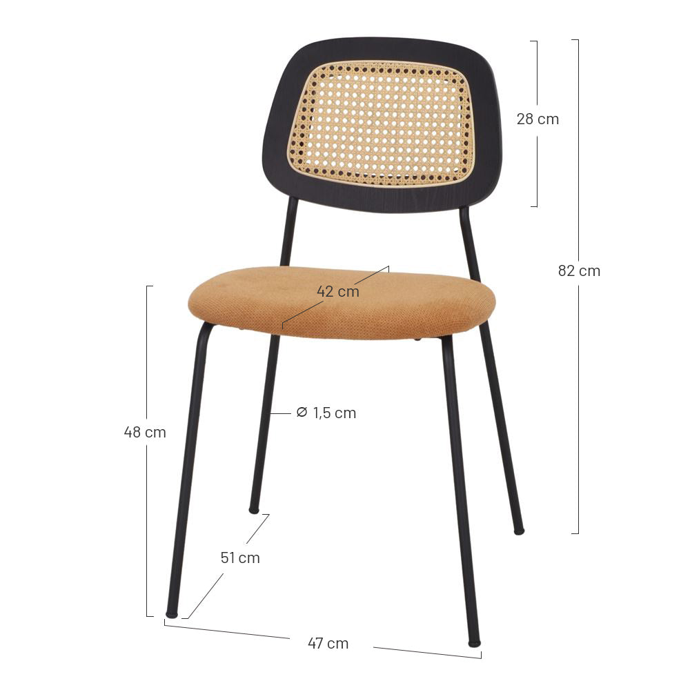 Set de 2 sillas tapizadas con respaldo de rejilla Elmo