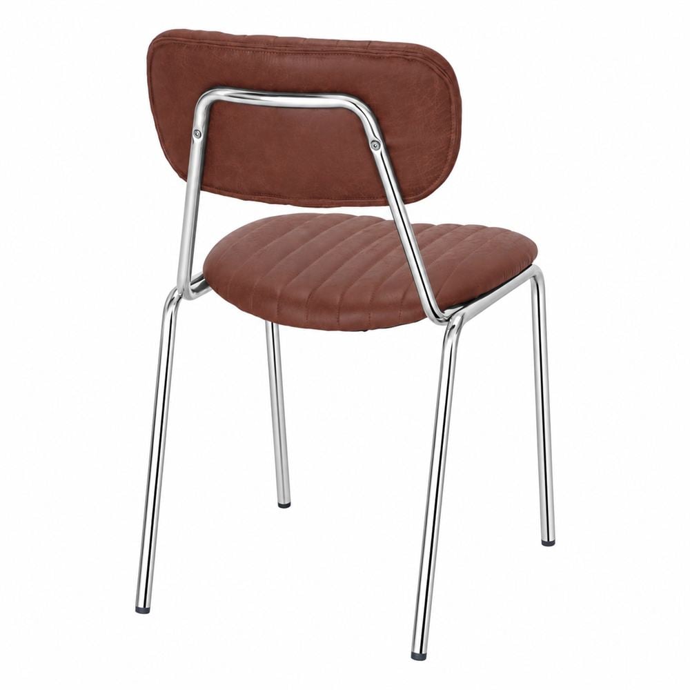 Set de 2 sillas tapizadas de metal cromado Dario