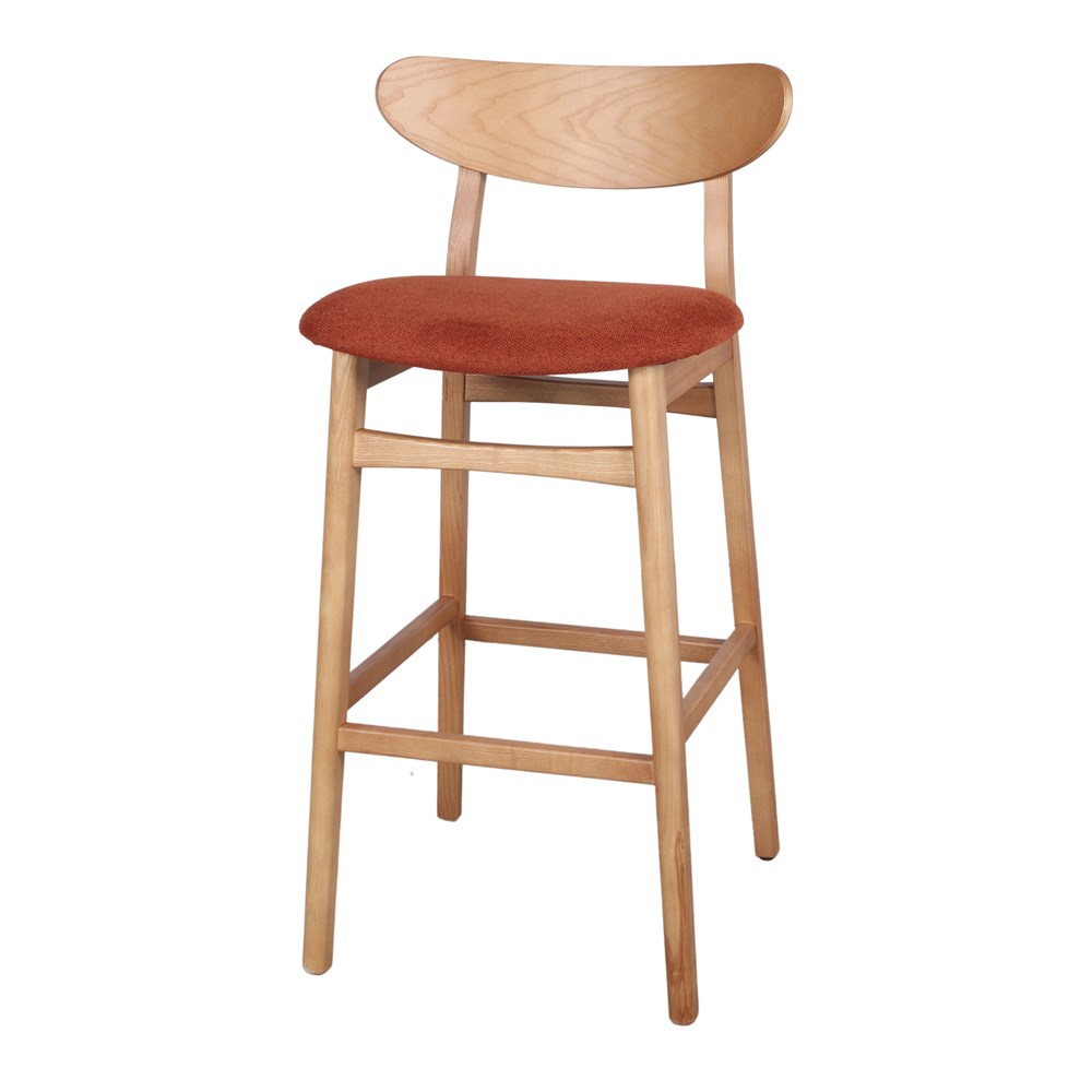 Set de 2 taburetes altos de fresno tapizados Heloisa