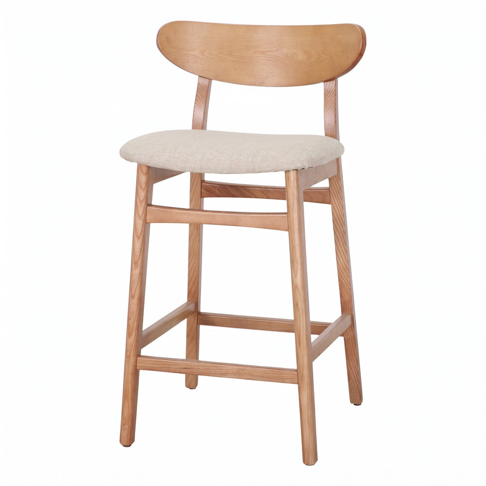 Set de 2 taburetes altos de fresno tapizados Heloisa