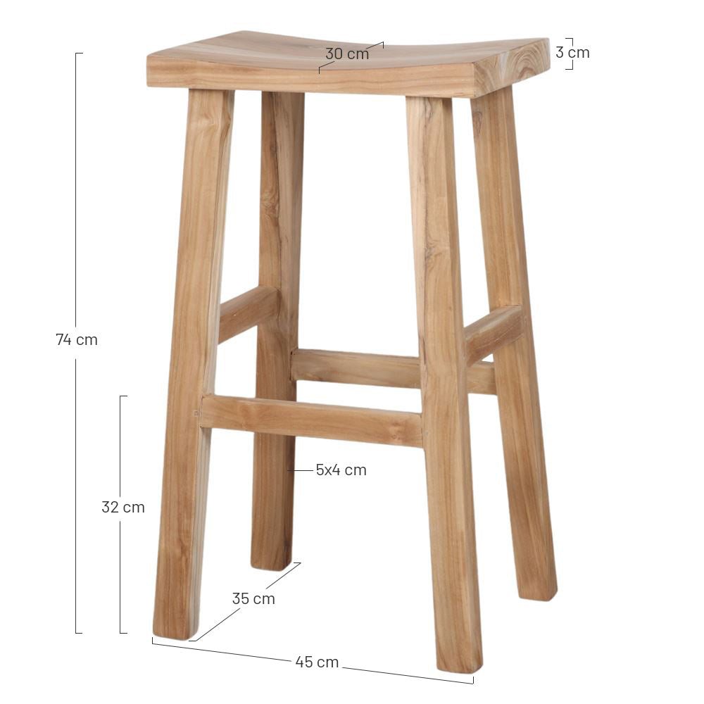 Set de 2 taburetes altos de madera tropical Lucida
