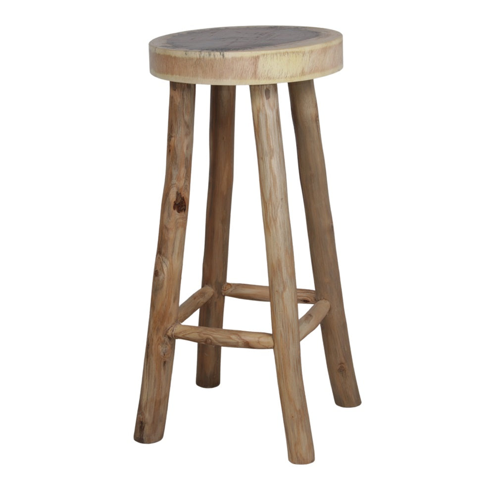 Set de 2 taburetes altos de madera tropical Saverio natural