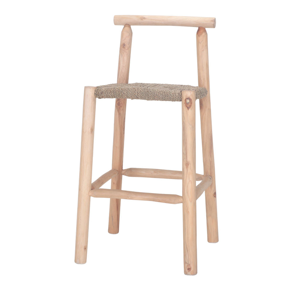 Set de 2 taburetes altos de madera y fibra marina Marissa