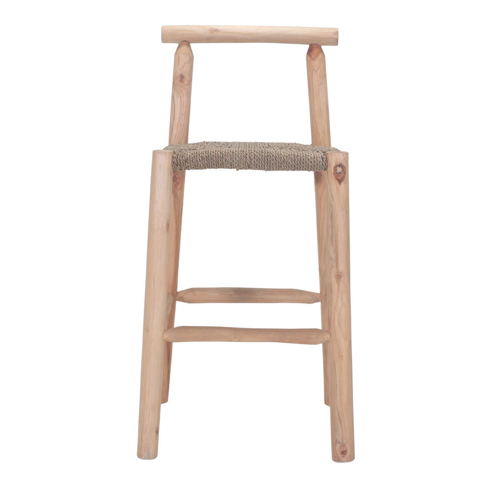 Set de 2 taburetes altos de madera y fibra marina Marissa
