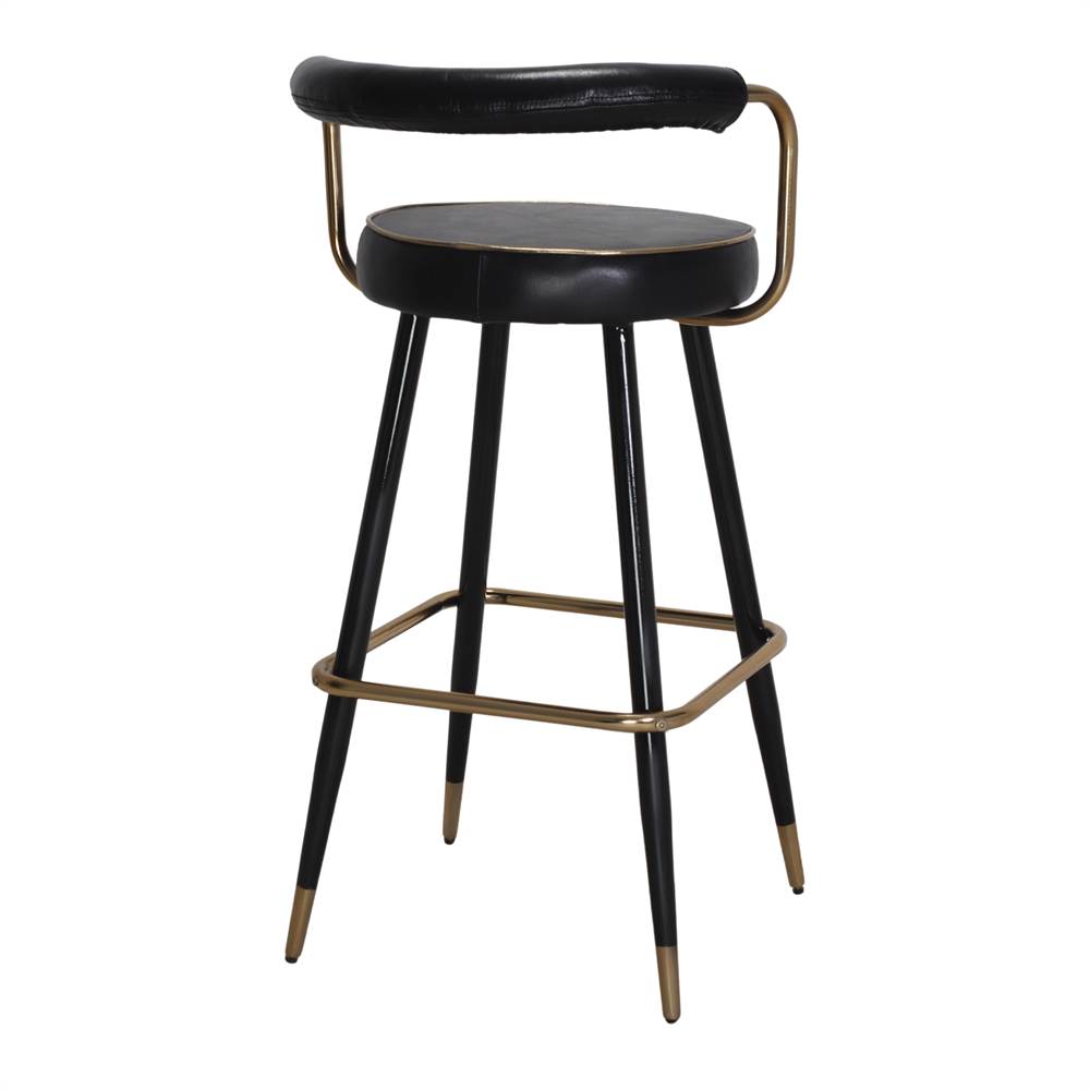 Set de 2 taburetes altos de piel con respaldo Geraldo