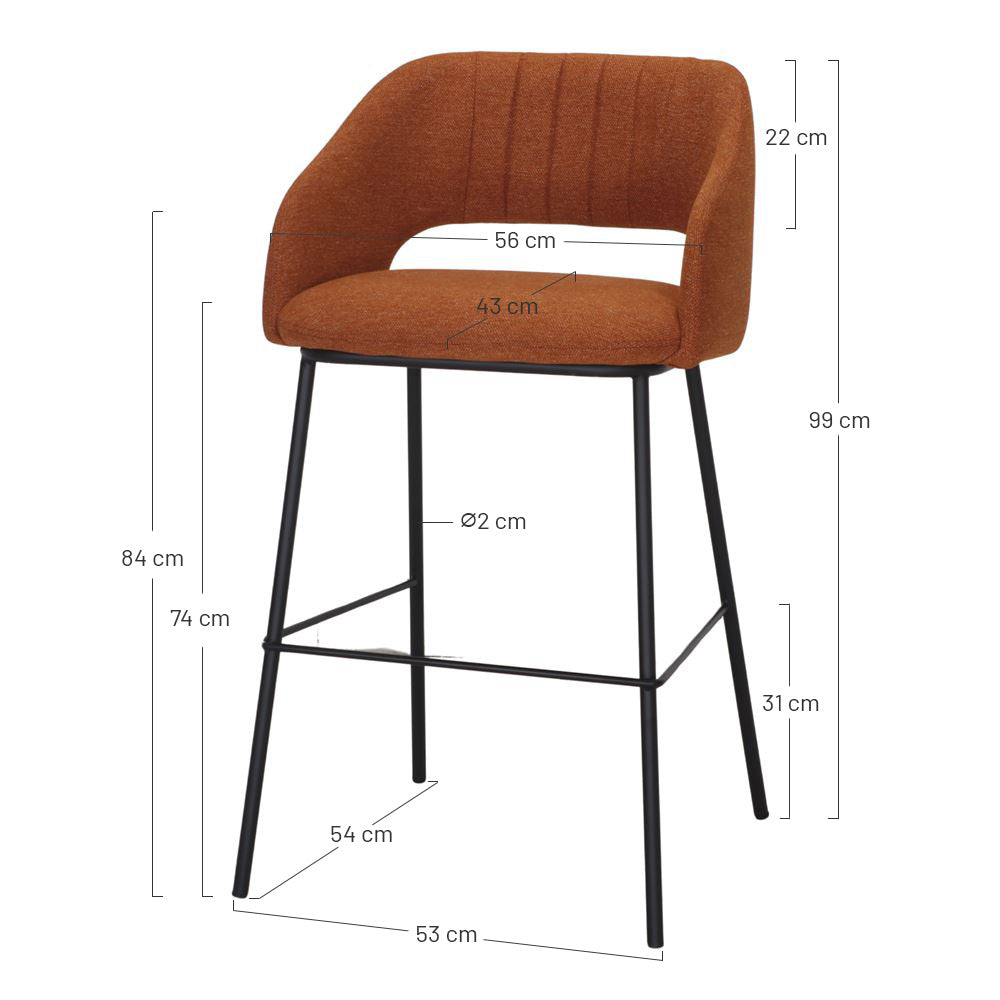Set de 2 taburetes altos tapizados Olalla