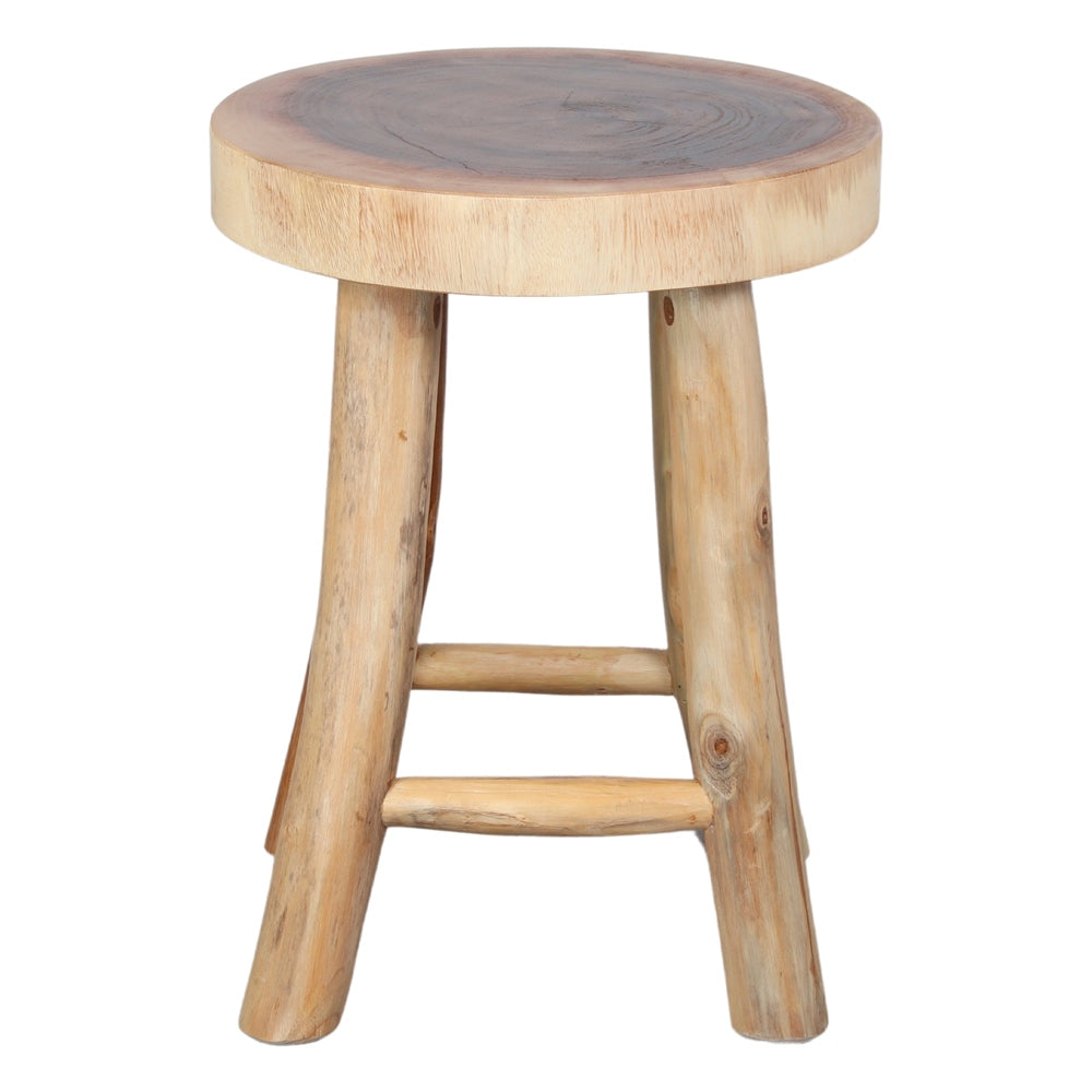 Set de 2 taburetes bajos de madera tropical Stefani