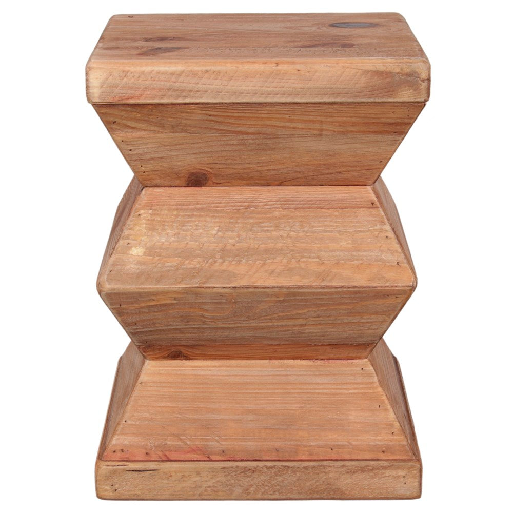 Set de 2 taburetes bajos de pino reciclado Syrma