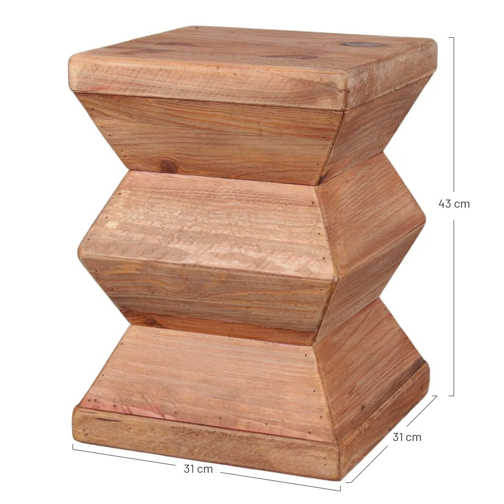 Set de 2 taburetes bajos de pino reciclado Syrma