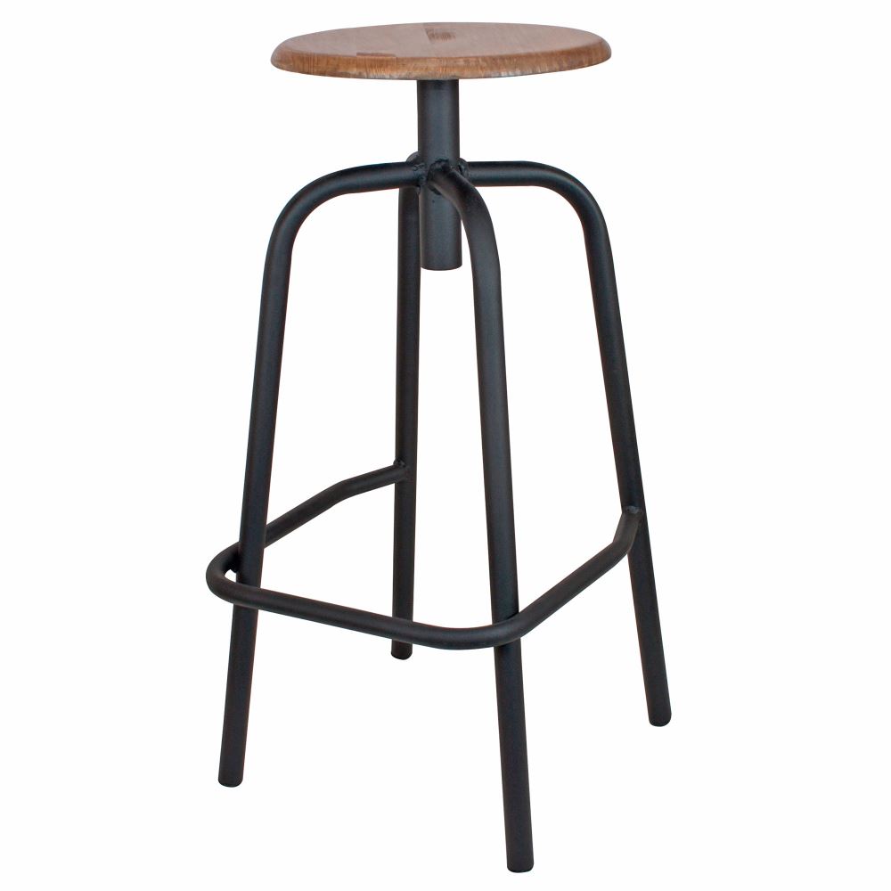 Set de 2 taburetes de cocina de acero y madera Atlas