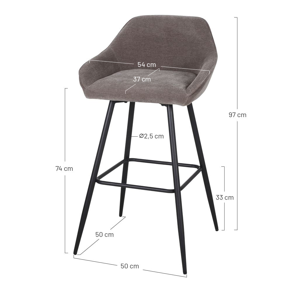 Set de 4 taburetes altos tapizados en caramelo Simone