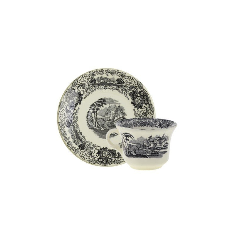 Set de 4 Tazas de Café con Platillos La Cartuja Colección Negro Vistas - #pino_y_jacaranda#