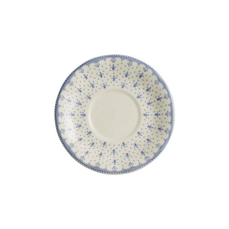 Set de 4 Tazas de Consomé con Platillos La Cartuja Colección Flor de Lis Azul - #pino_y_jacaranda#