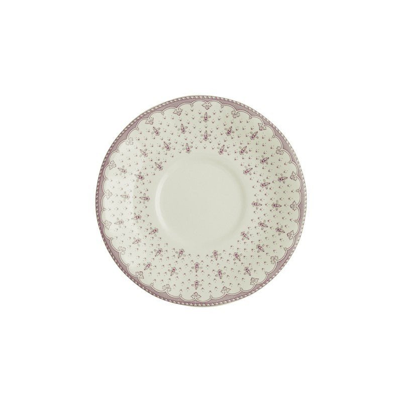 Set de 4 Tazas de Consomé con Platillos La Cartuja Colección Flor de Lis Rosa - #pino_y_jacaranda#