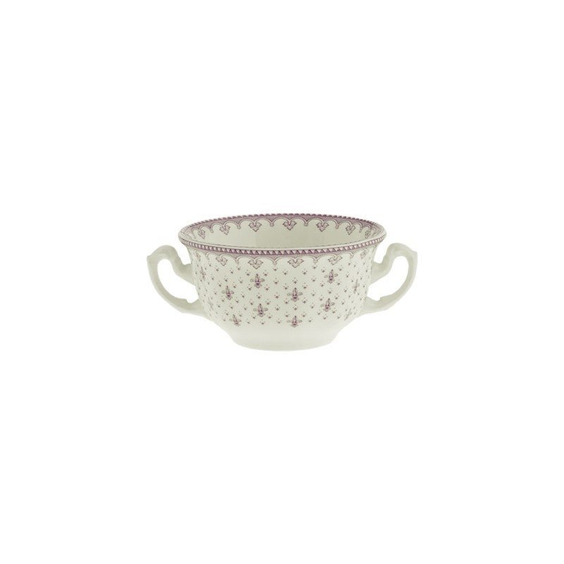 Set de 6 Tazas de Consomé con Platillos La Cartuja Colección Flor de Lis Rosa - #pino_y_jacaranda#