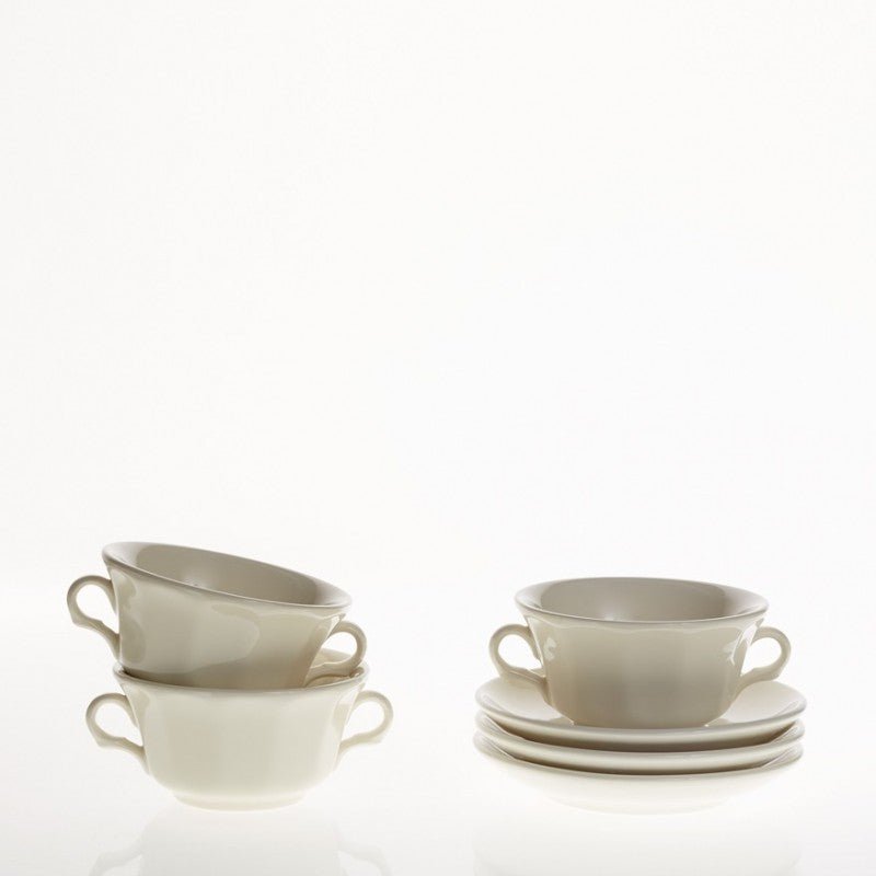 Set de 6 Tazas de Consomé con Platillos La Cartuja Colección Ochavada Blanca - #pino_y_jacaranda#