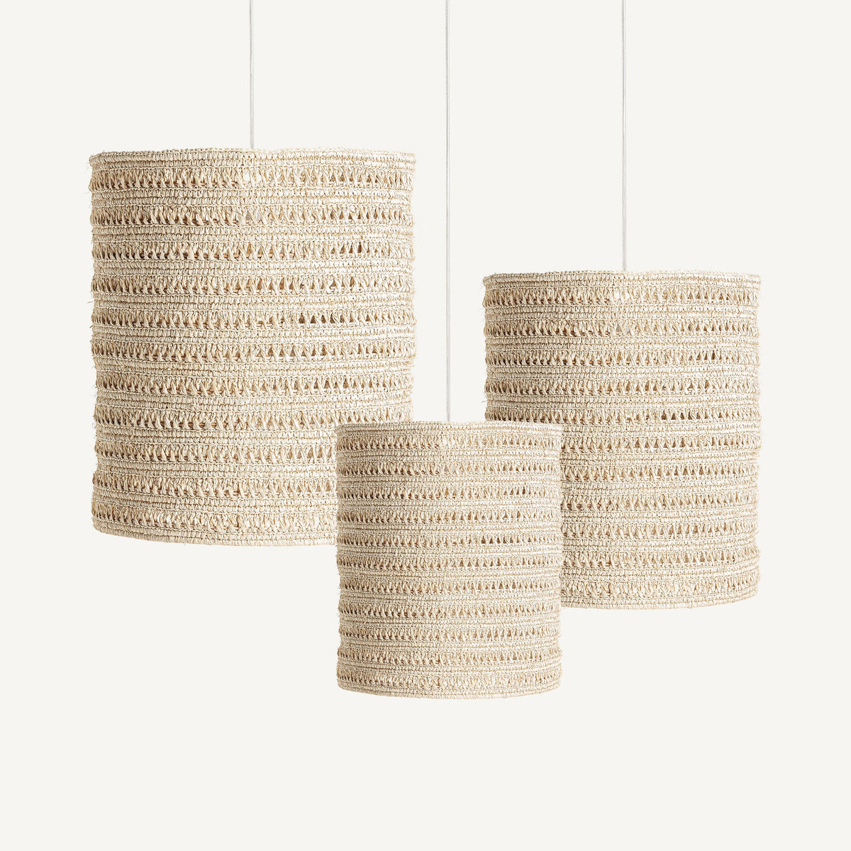 Set de lámparas colgantes de fibra natural Medes