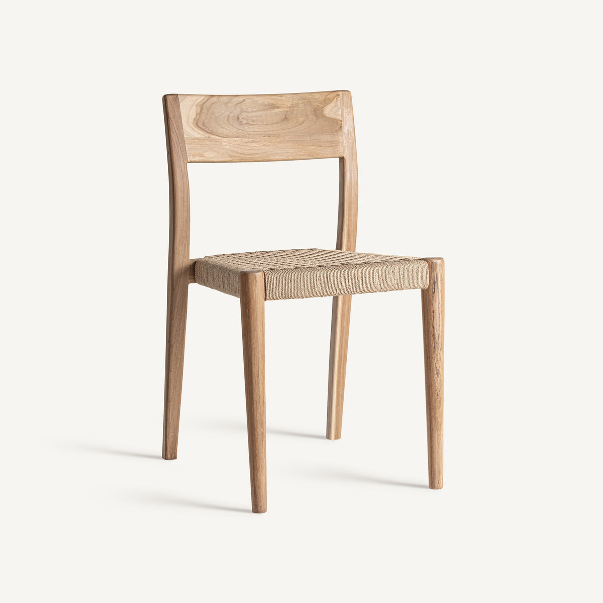 Silla apilable de teca y fibra natural Montanejos