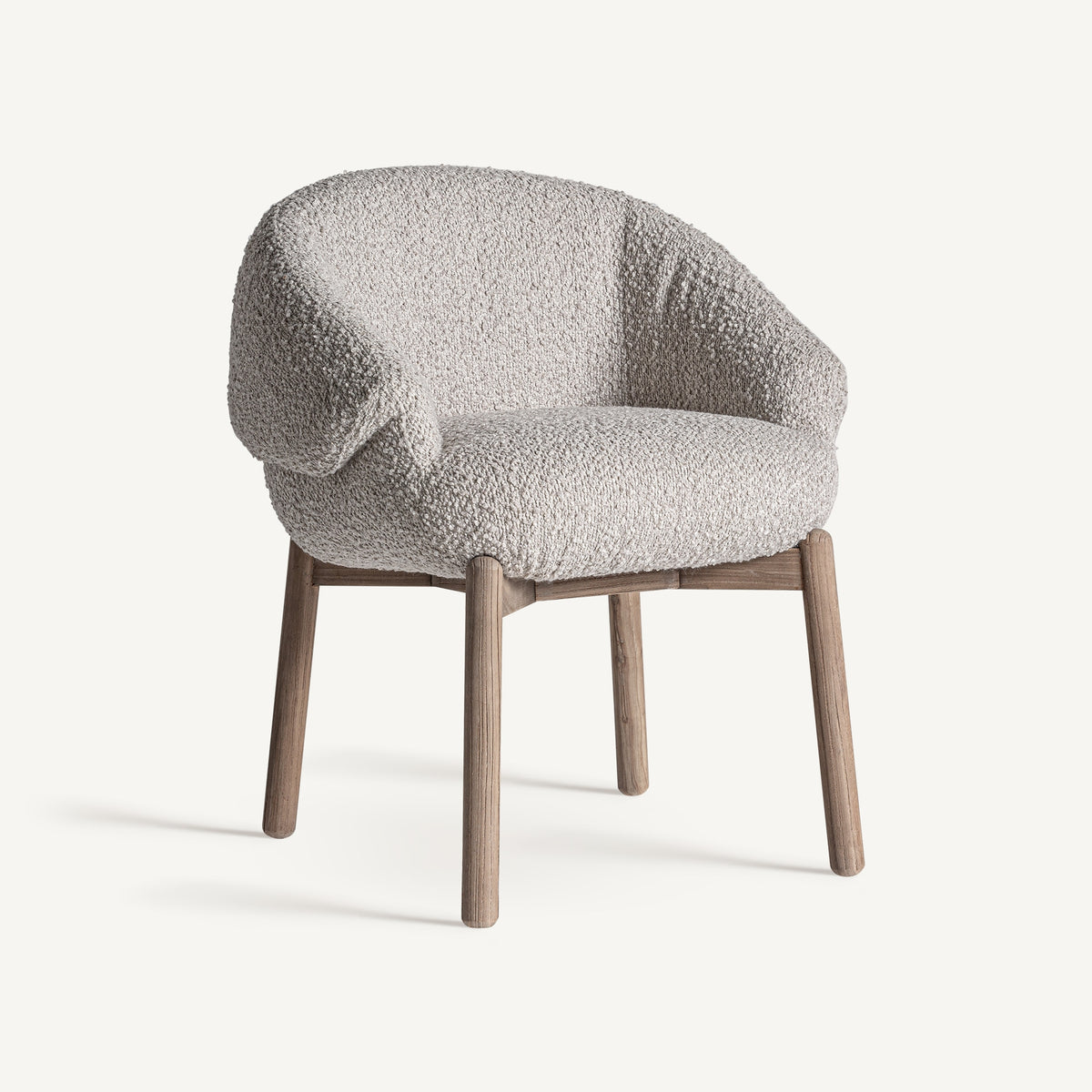 Silla baja de olmo y tapizado beige Alcossebre