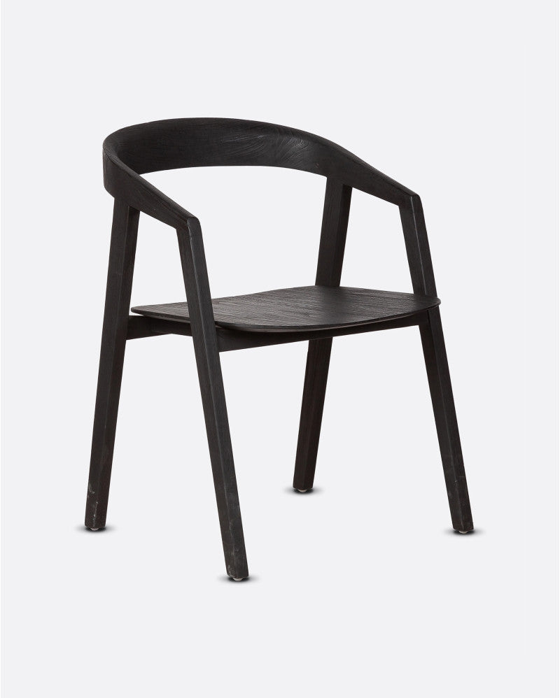Silla con reposabrazos de teca cepillada Arc