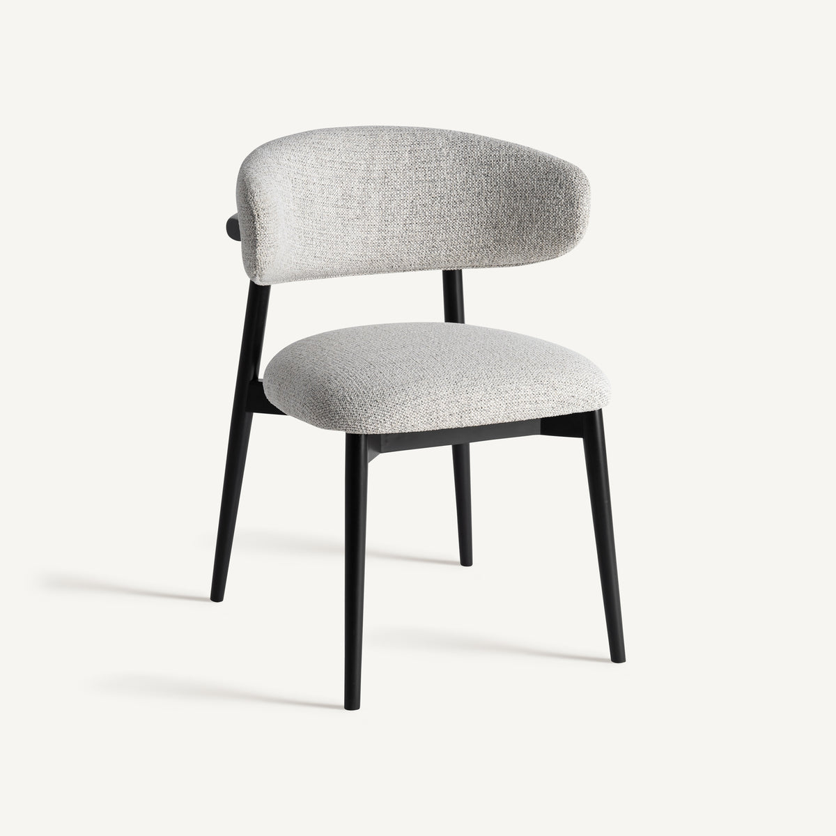 Silla de arce negro y tapizado gris Forcall