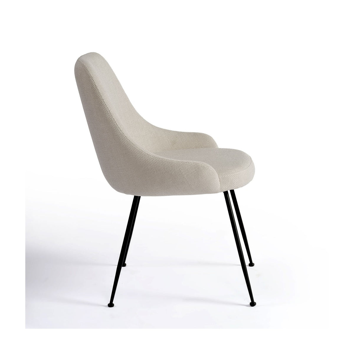 Silla de comedor tapizada gris piedra y pata negra Corte