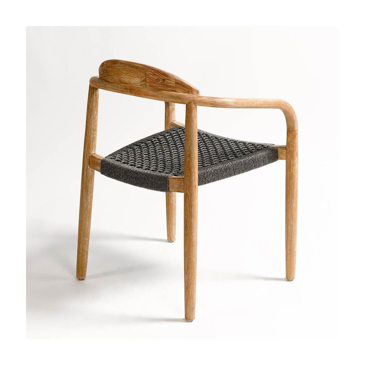 Silla de exterior de cuerda gris y eucalipto Priego