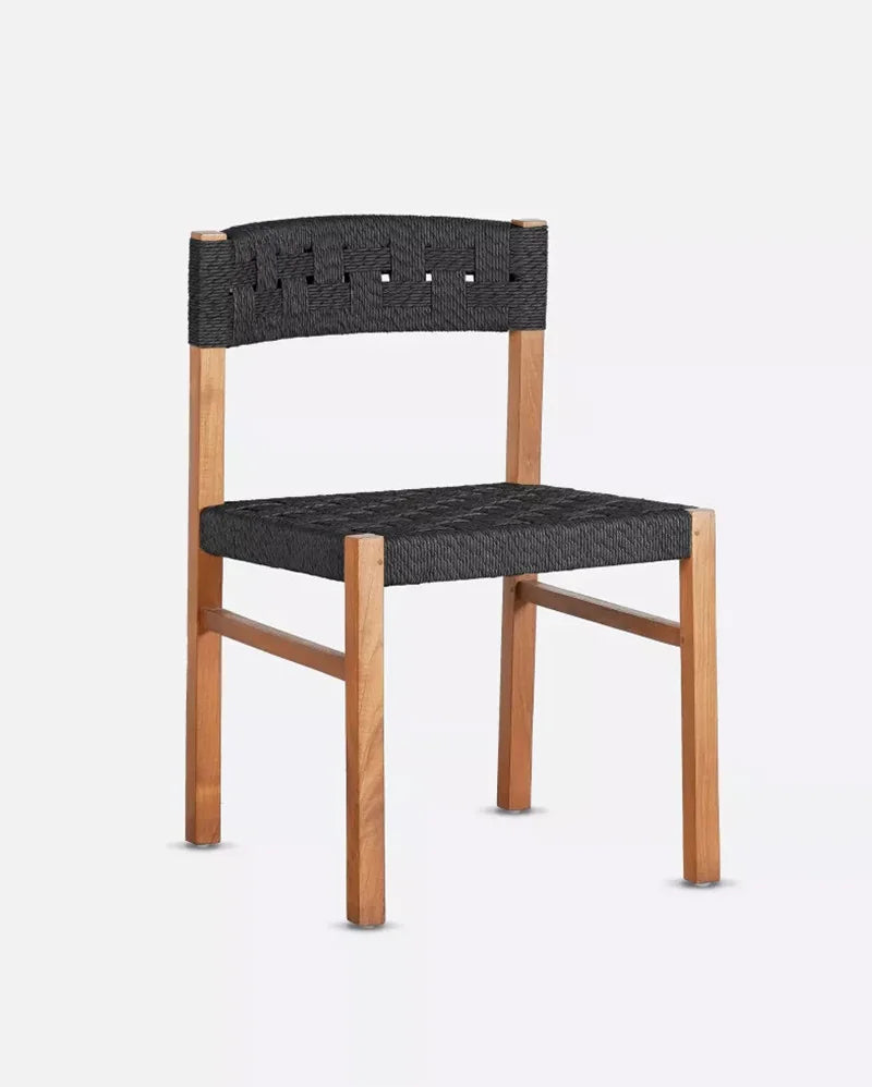 Silla de exterior de teca y cuerda sintética Cora