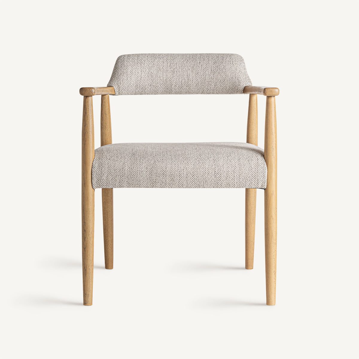 Silla de fresno claro y tapizado beige Navarrés