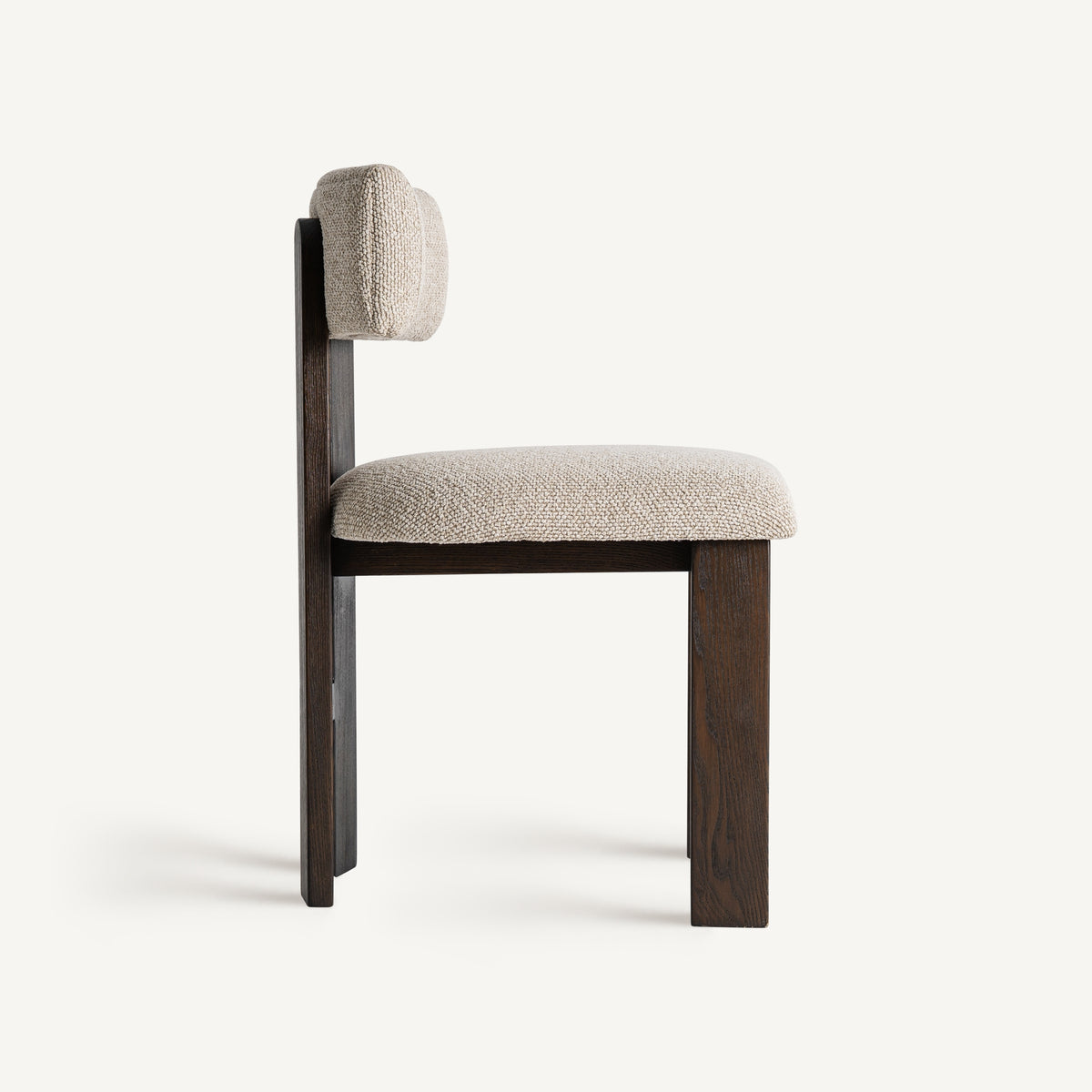 Silla de fresno negro y tapizado beige Vilafranca