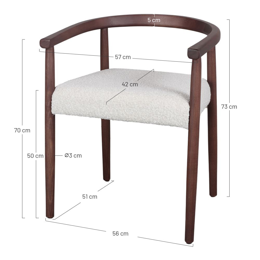 Silla de fresno torneado con brazos Pompeo