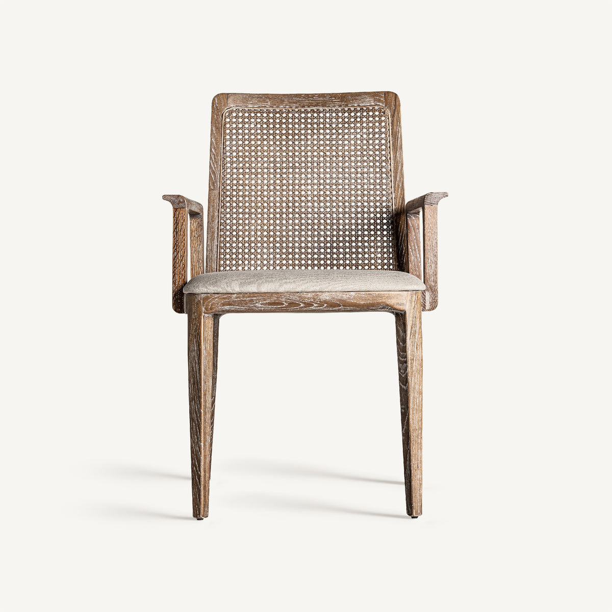 Silla de fresno y lino Alcalalí blanco roto
