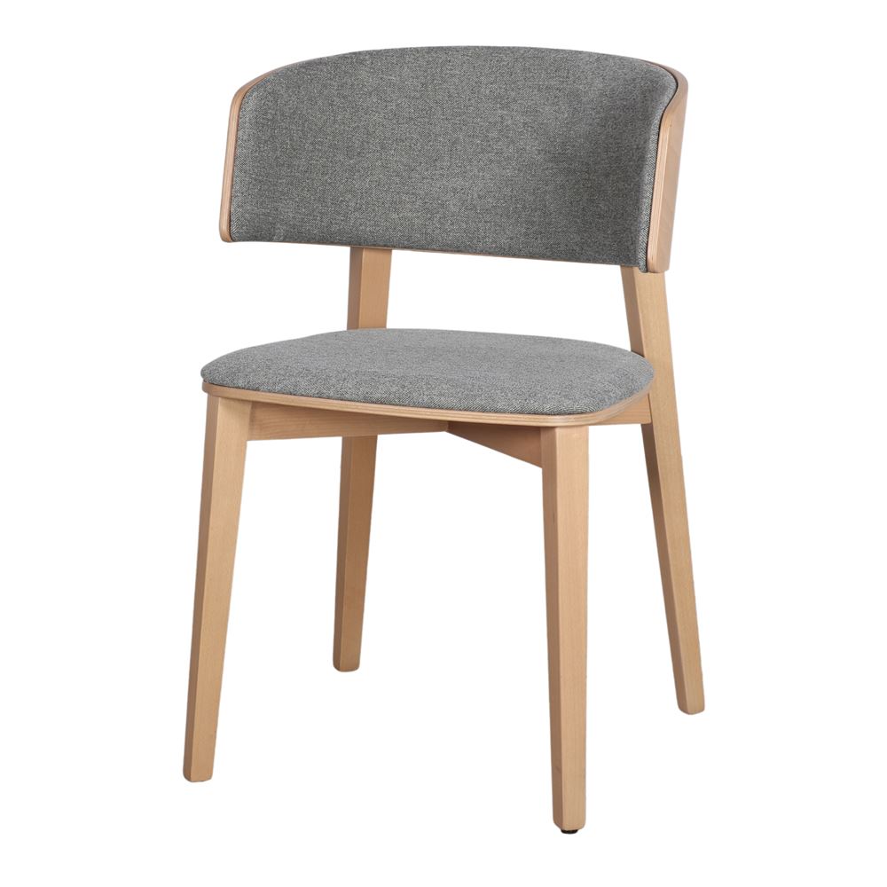 Silla de haya tapizada con brazos Nadia