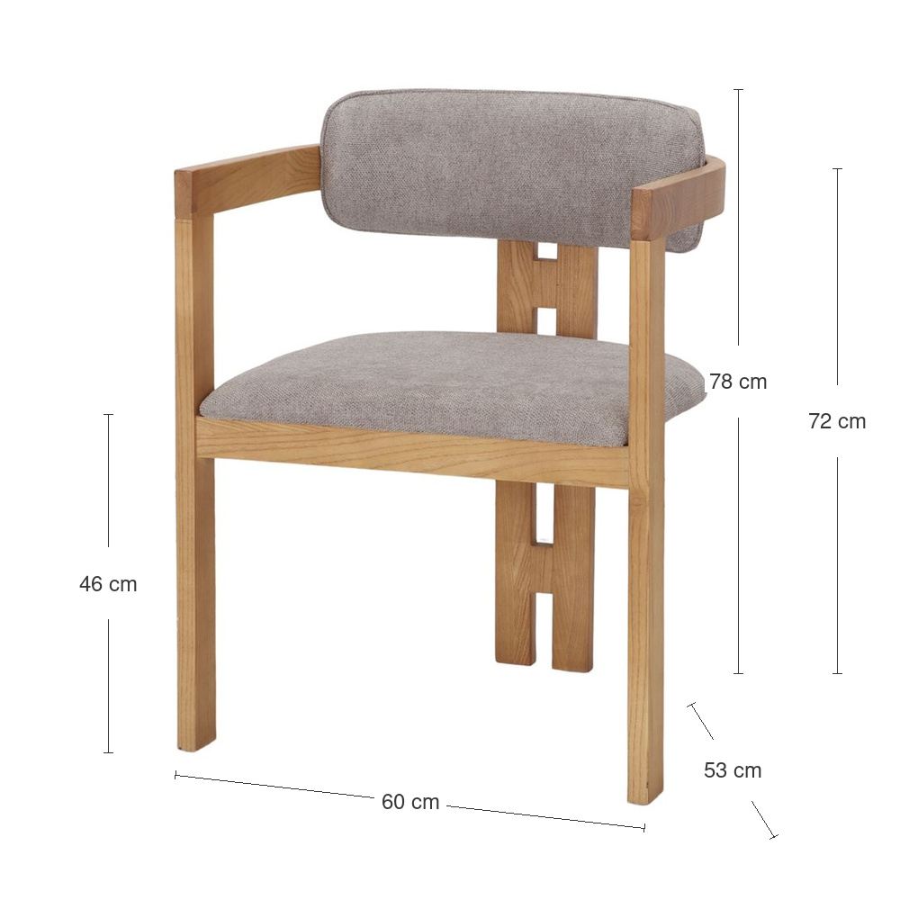 Silla de madera de olmo tapizada Gisela