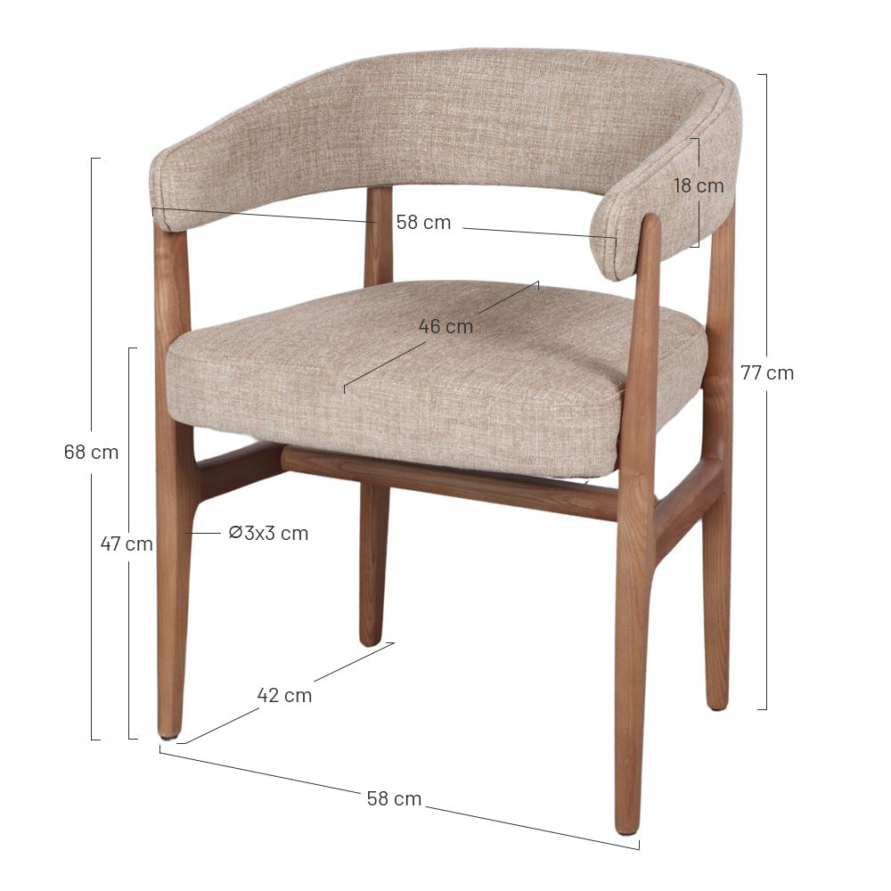 Silla de madera tapizada con brazos Tejat