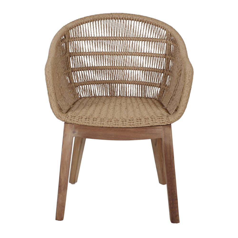 Silla de madera y cuerda con brazos Emilia