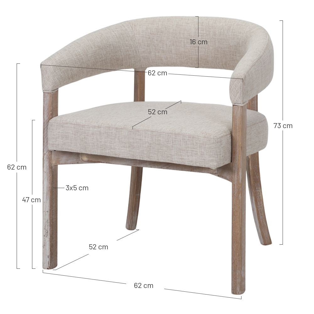 Silla de olmo tapizada con brazos Timoteo