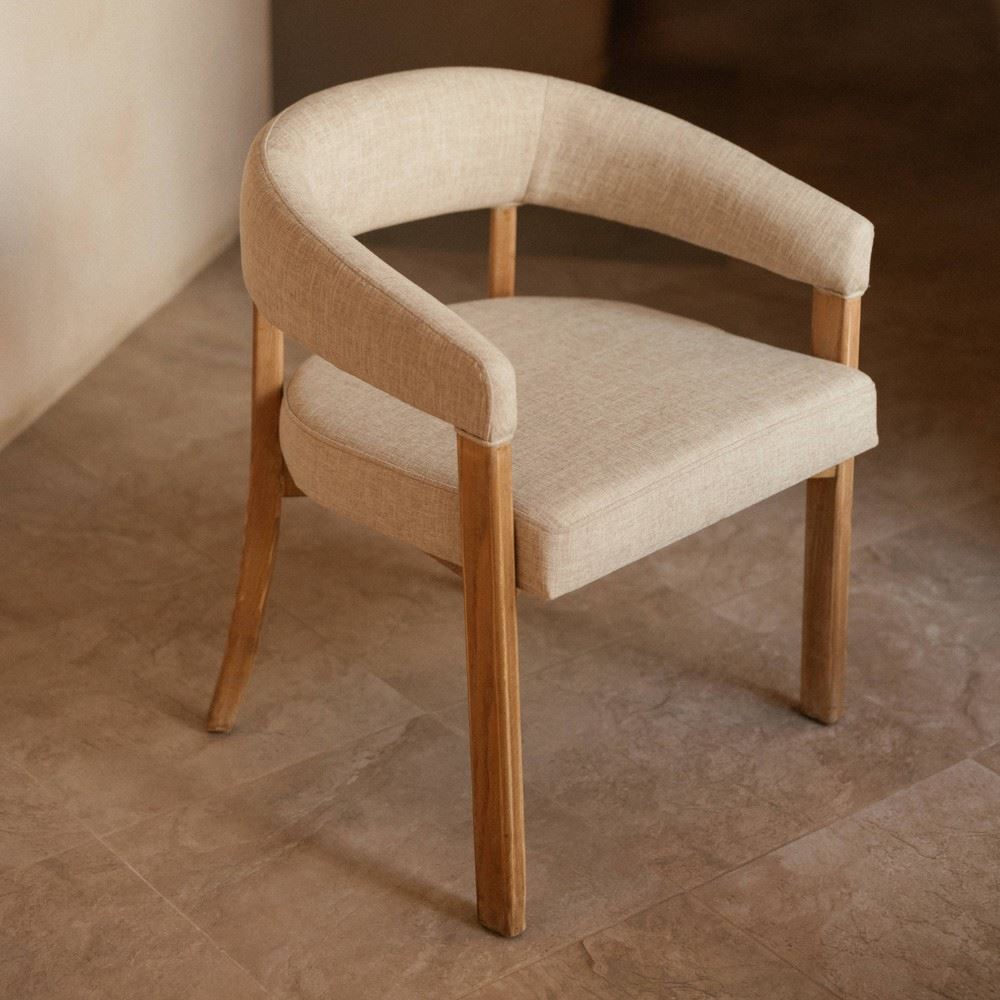 Silla de olmo tapizada con brazos Timoteo
