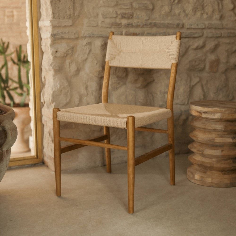 Silla de olmo y cuerda natural Sirio