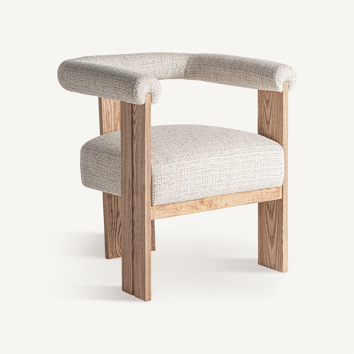 Silla de roble blanco y tapizado marrón Espalmador