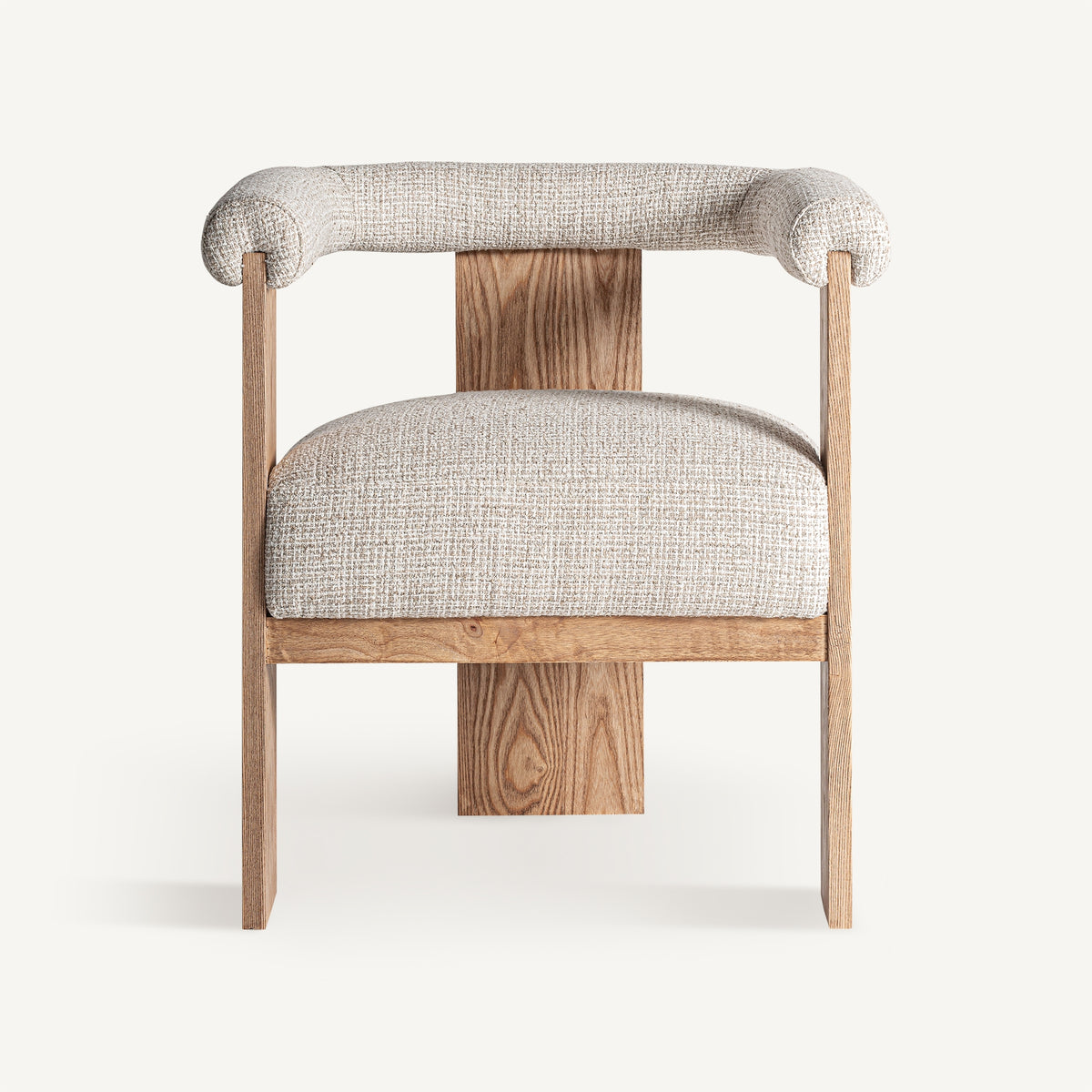Silla de roble blanco y tapizado marrón Espalmador
