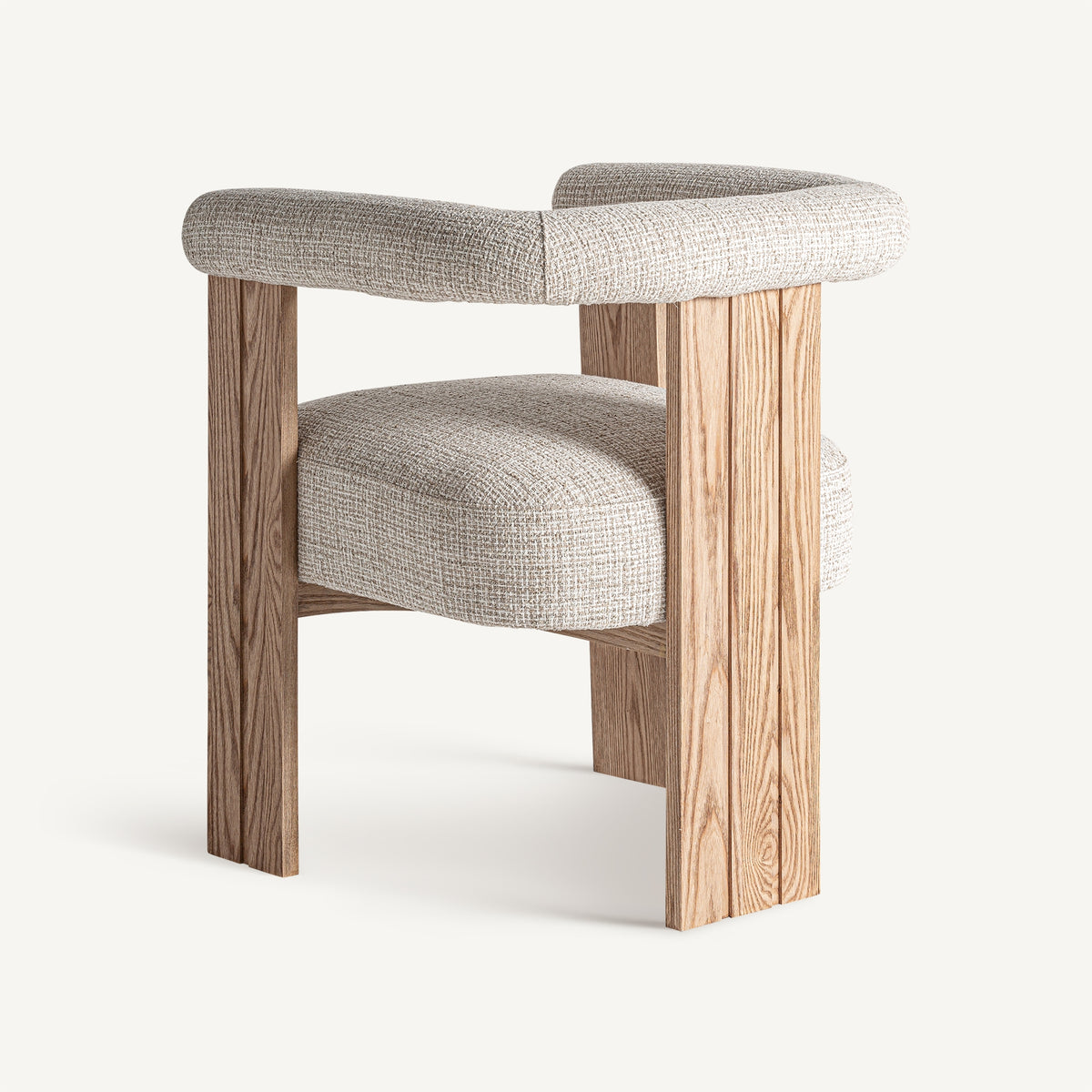 Silla de roble blanco y tapizado marrón Espalmador