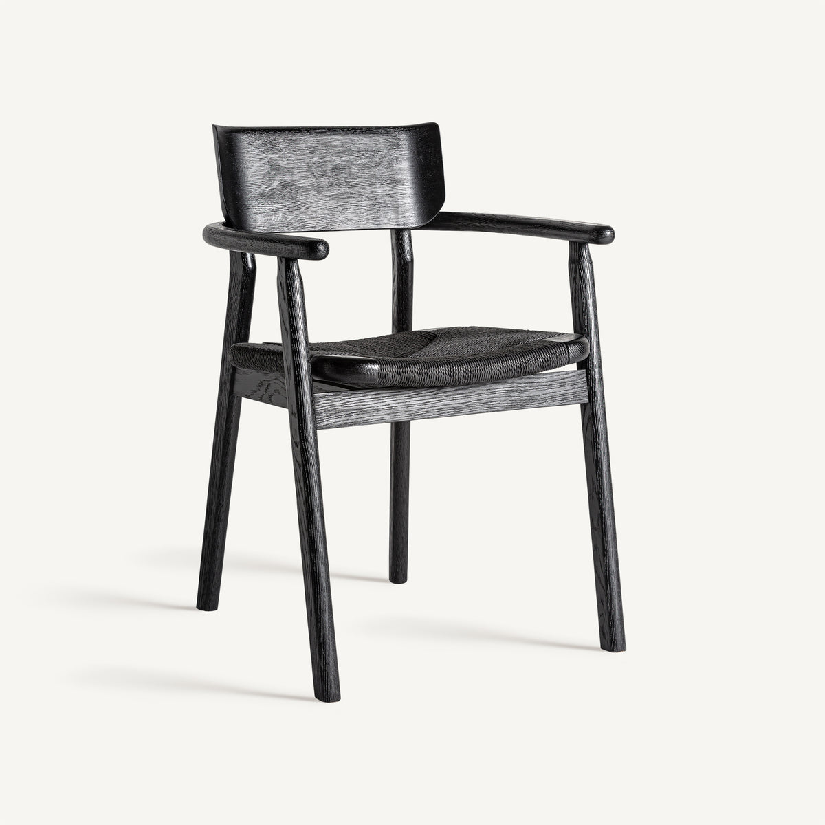 Silla de roble negro y fibra natural Bolbaite