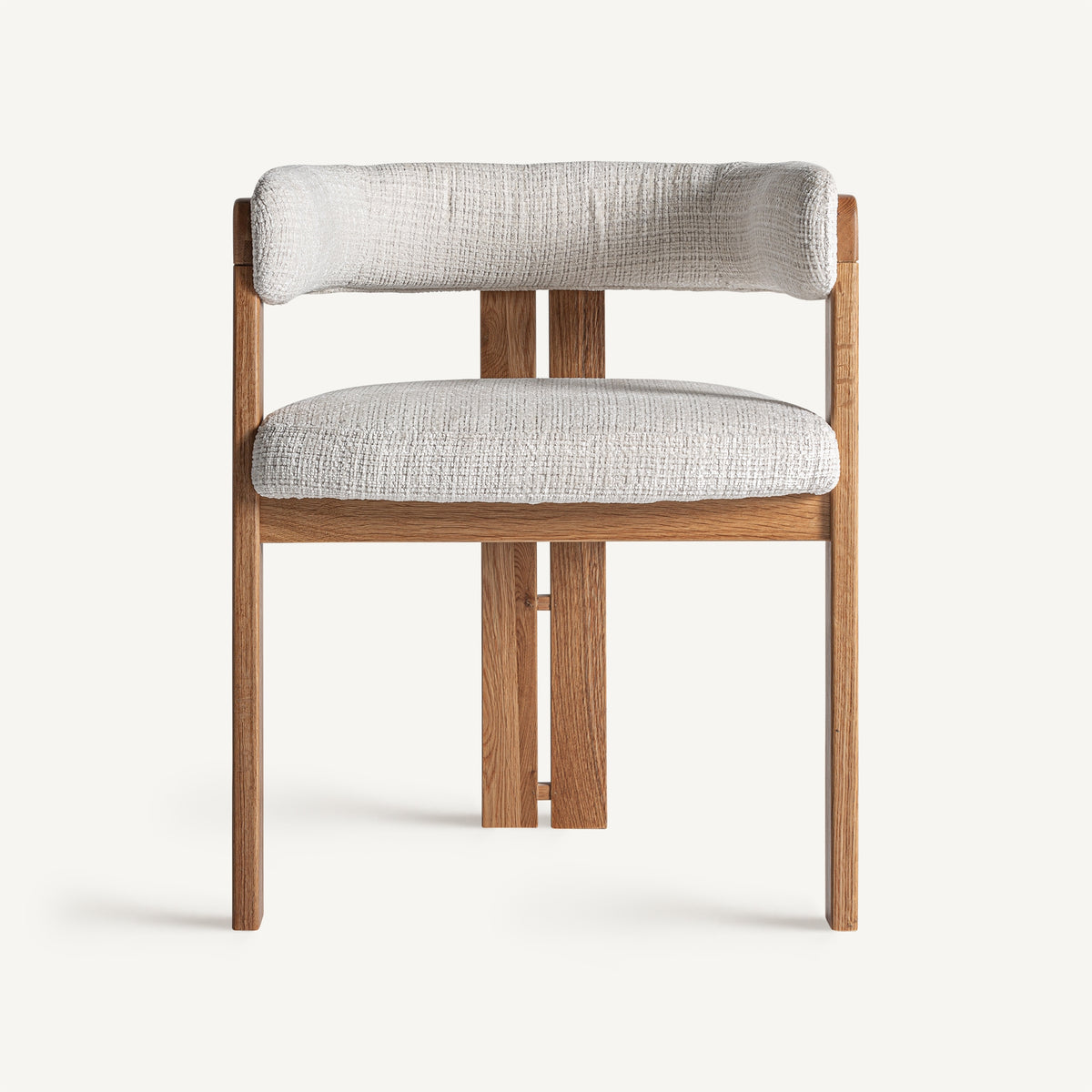 Silla de roble y tapizado beige Llutxent