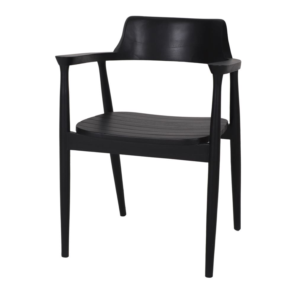 Silla de teca torneada negra Estela