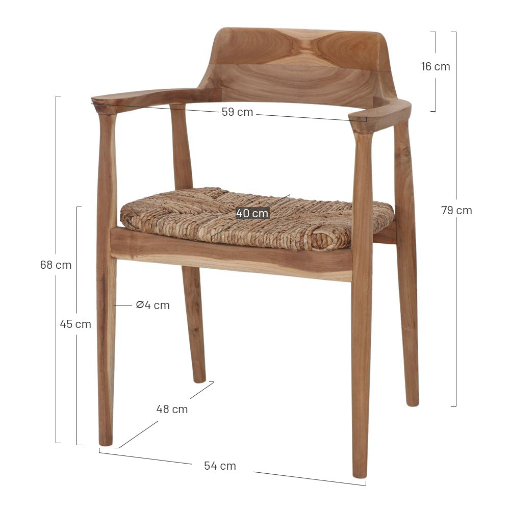Silla de teca y fibra de banano Berto