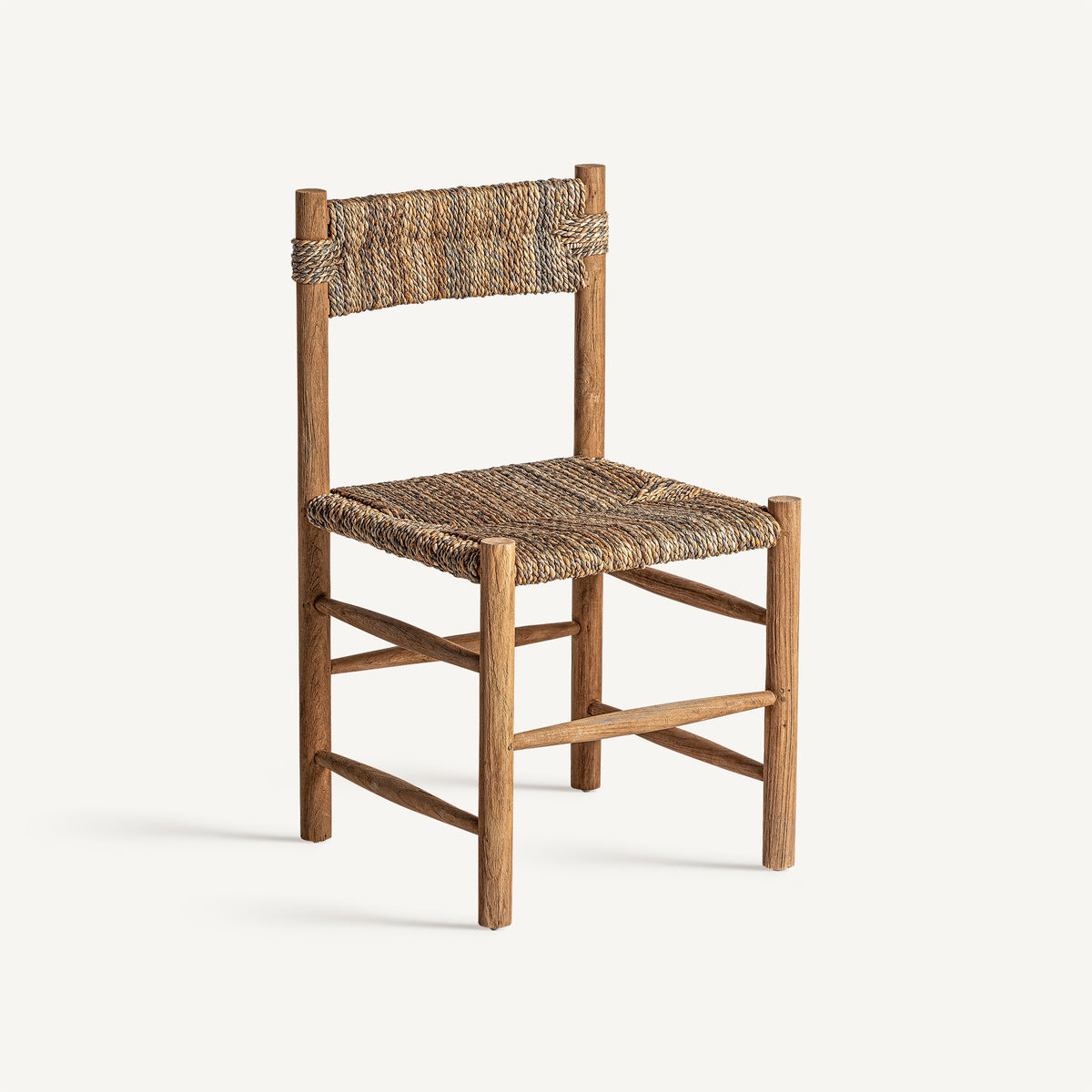 Silla de teca y fibra natural Xaló